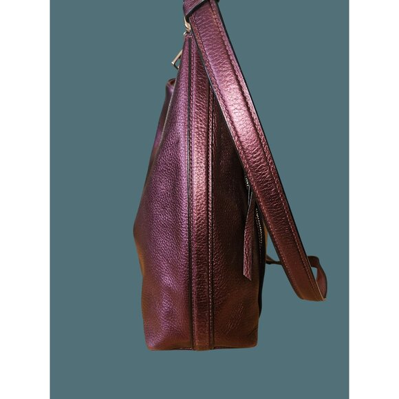 Coach Marlon Pebble Leather Metallic Wine Hobo Shoulder Crossbody Bag - Picture 3 of 16